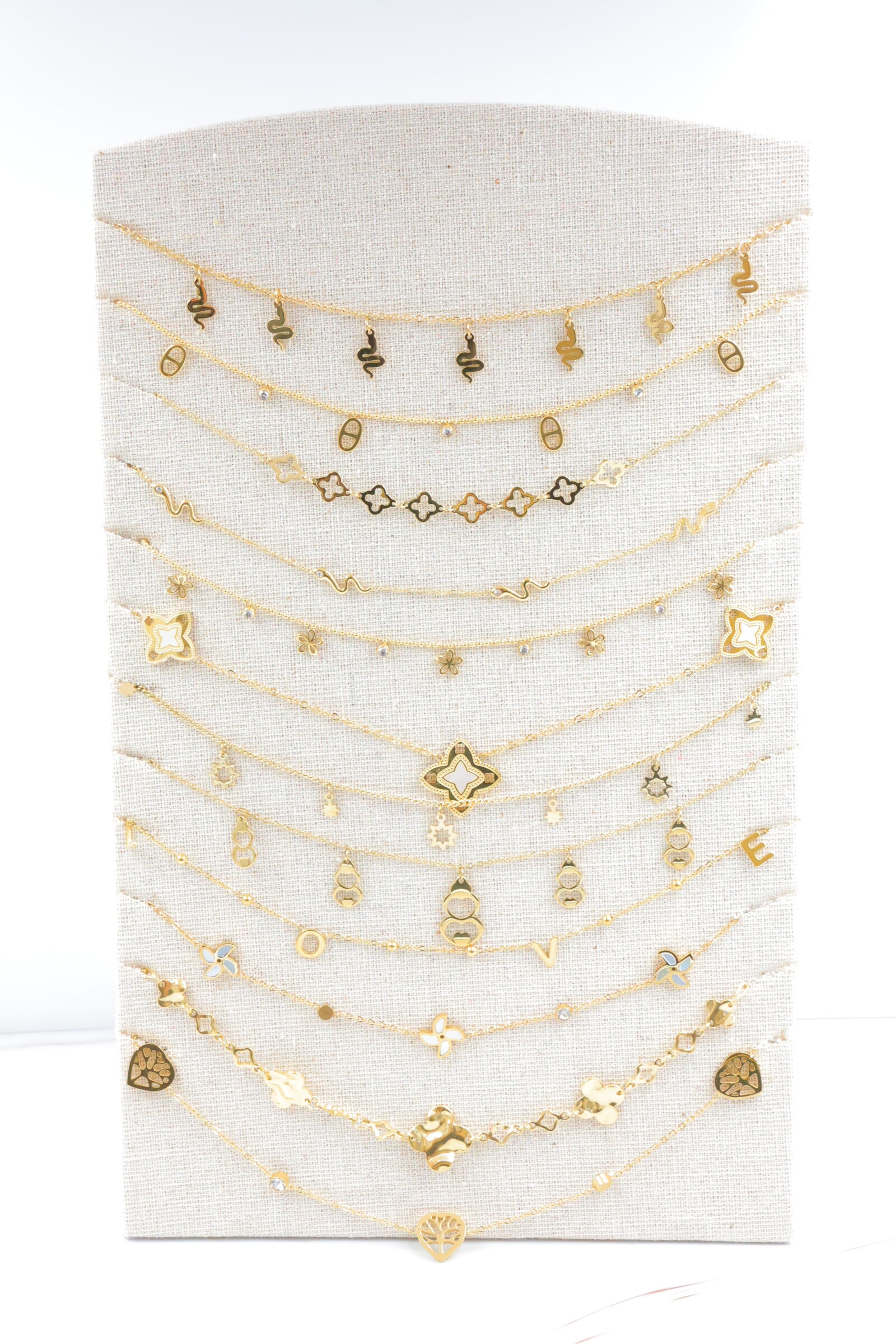 Set mit 12 Edelstahlketten mit Display - PR-COLLIER45