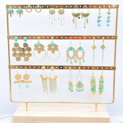 Lot de 13 paires de boucles d'oreilles avec présentoir - PRT-OREILLE93