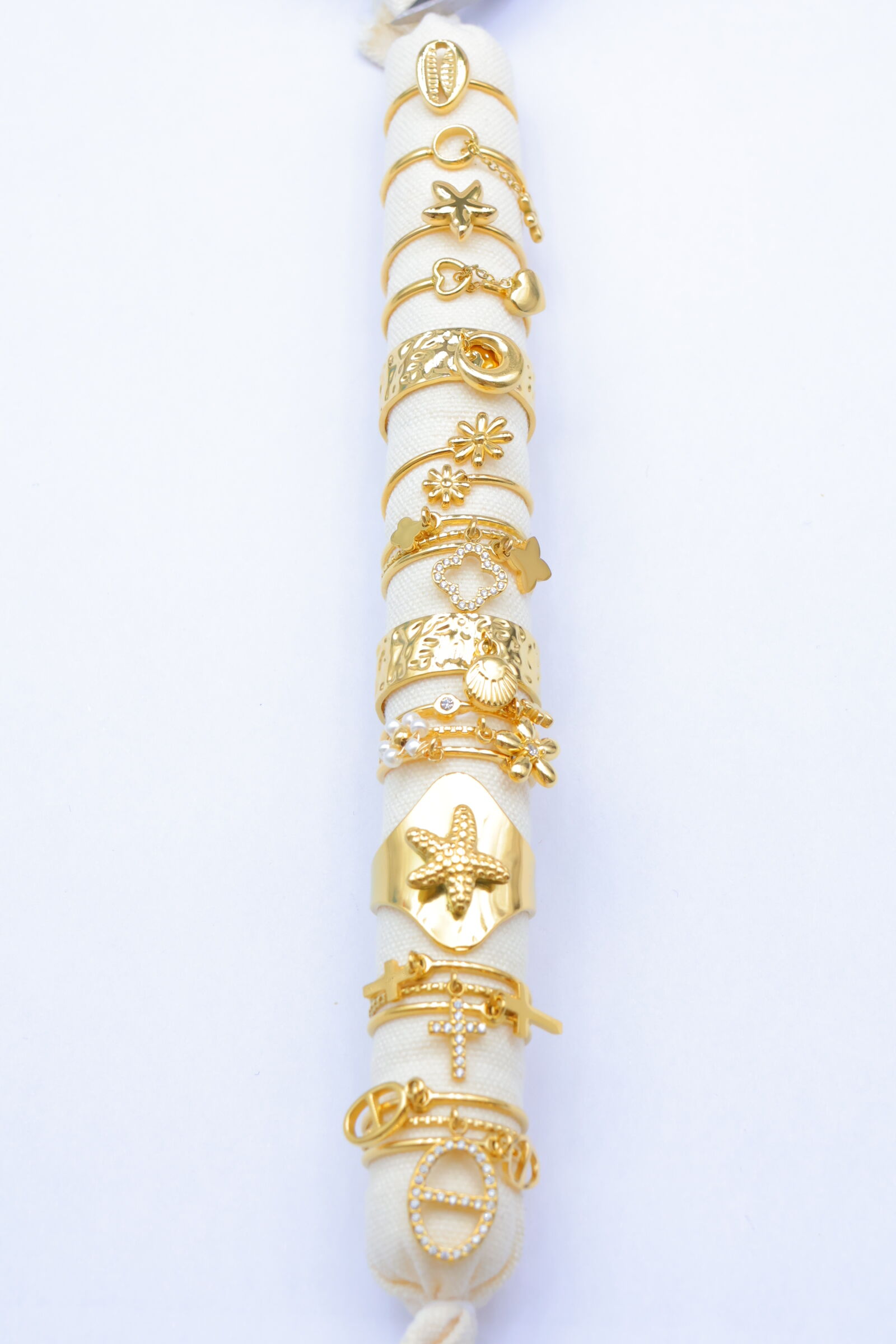 Lot de 12 bagues ajustables en acier inoxydable - Coussin inclus - PR-BAGUE42