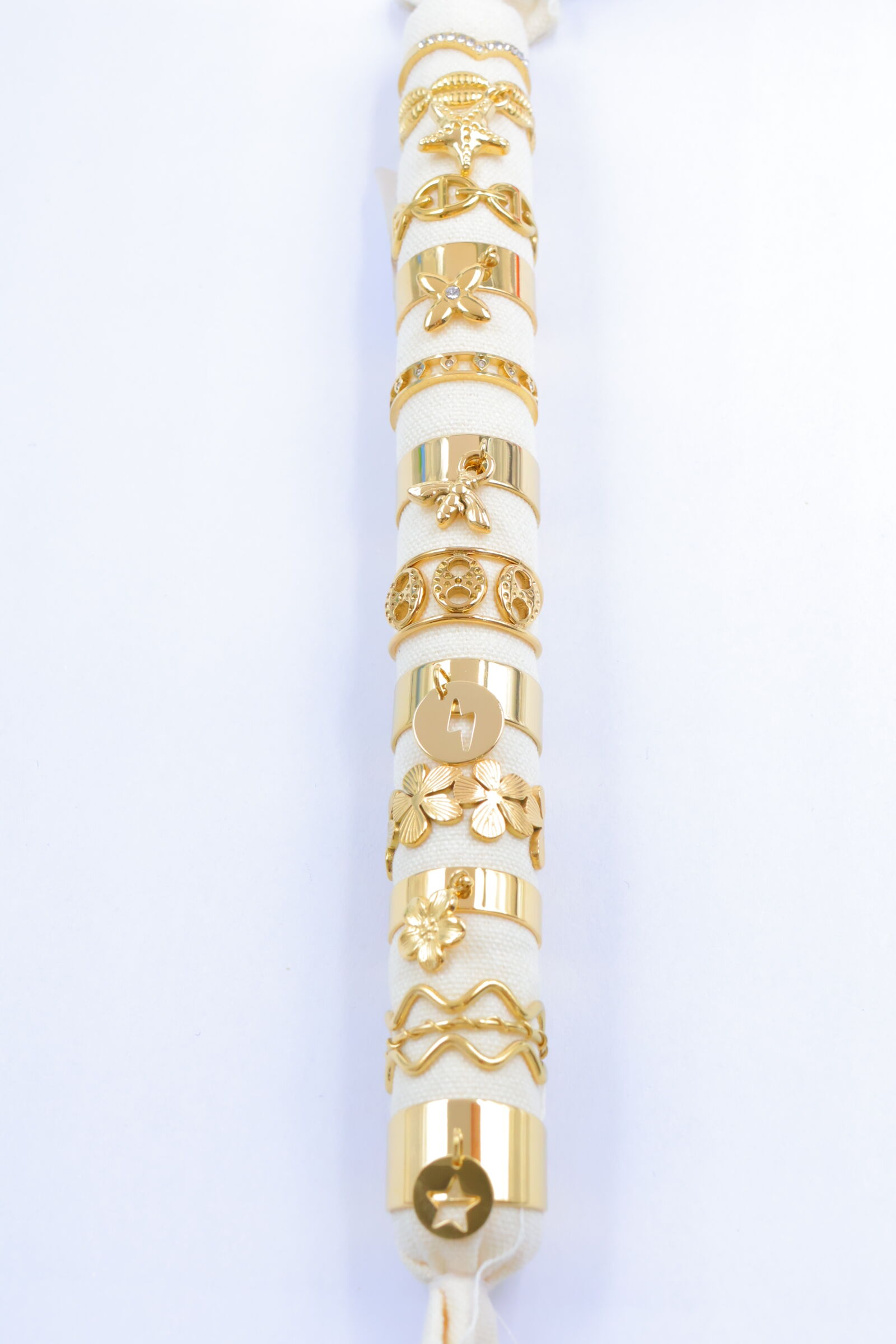 Lot de 12 bagues ajustables en acier inoxydable - Coussin inclus - PR-BAGUE43