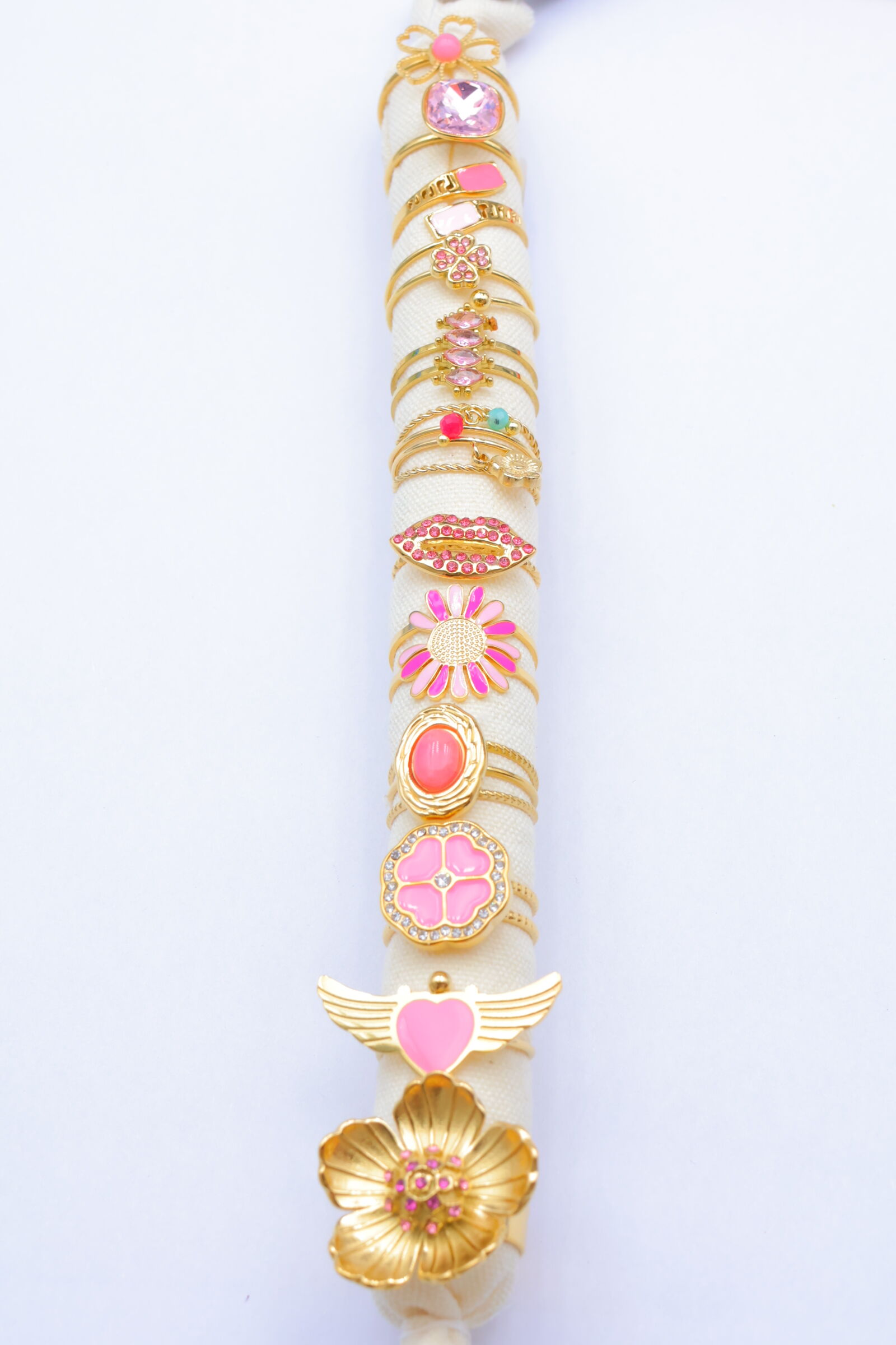 Lot de 12 bagues ajustables en acier inoxydable - Coussin inclus - PR-BAGUE46