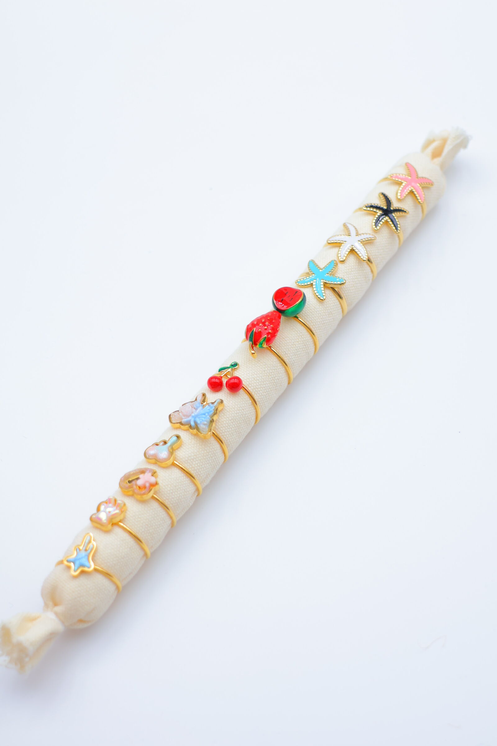 Lot de 12 bagues ajustables en acier inoxydable - Coussin inclus - PR-BAGUE47