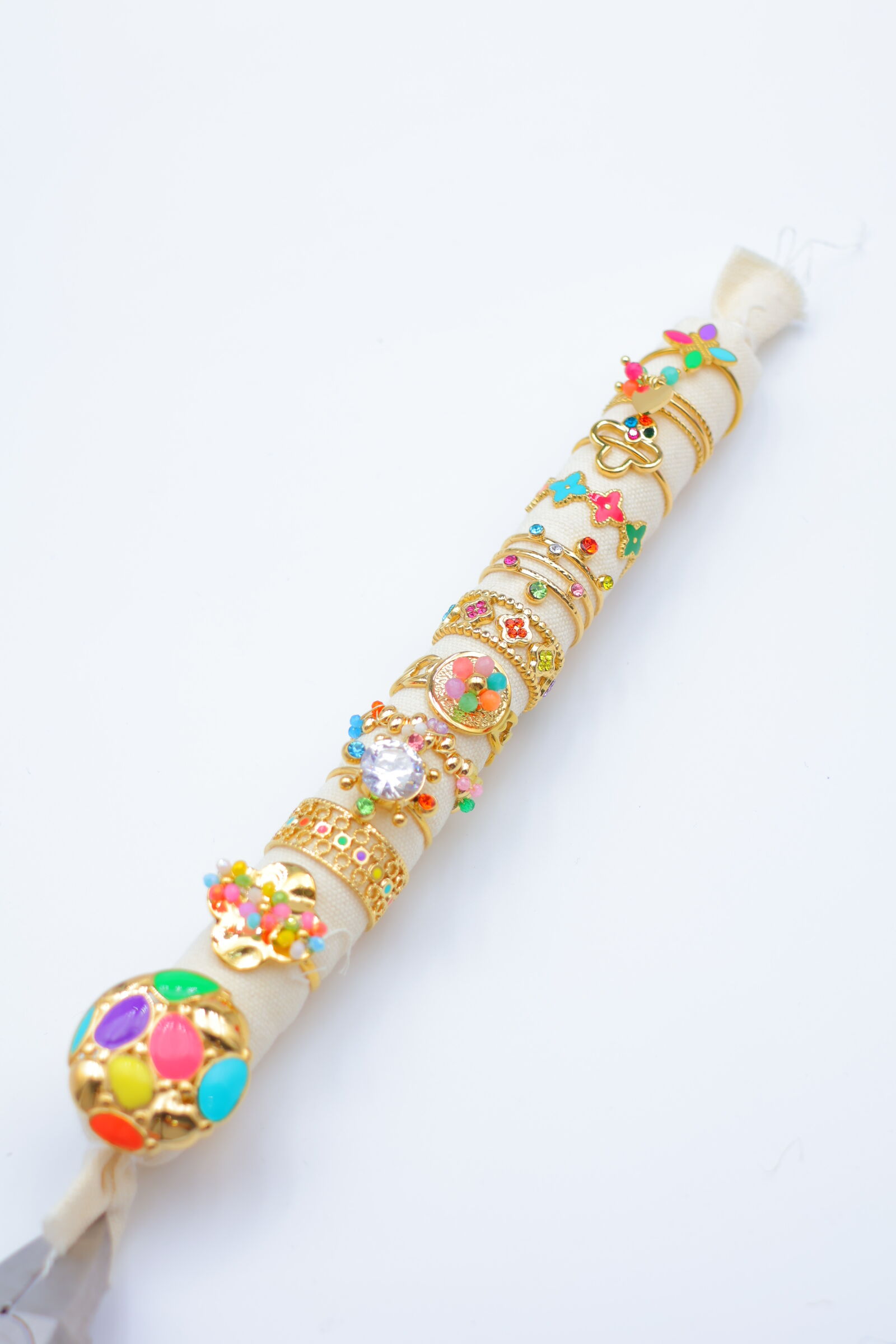 Lot de 12 bagues ajustables en acier inoxydable - Coussin inclus - PR-BAGUE48