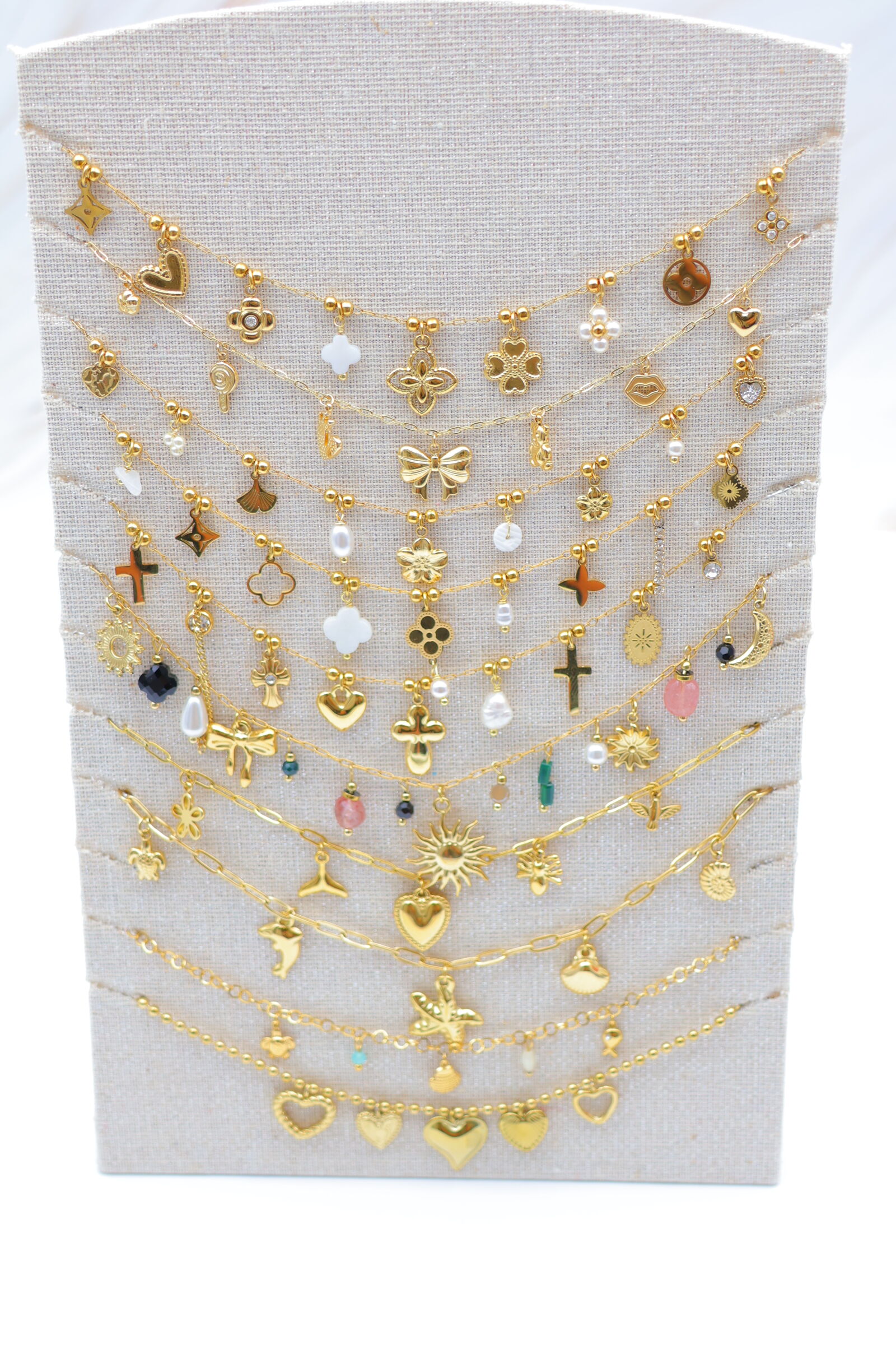 Lot de 10 colliers en acier inoxydable avec présentoir inclus - PR-COLLIER25