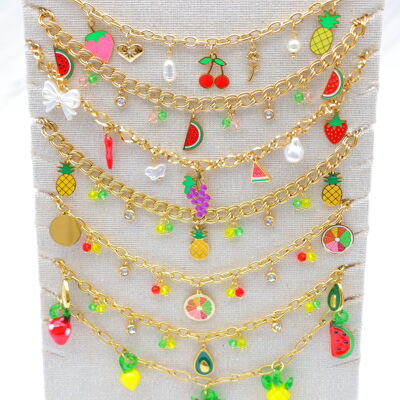 Set of 7 stainless steel necklaces with display included - PR-COLLIER26