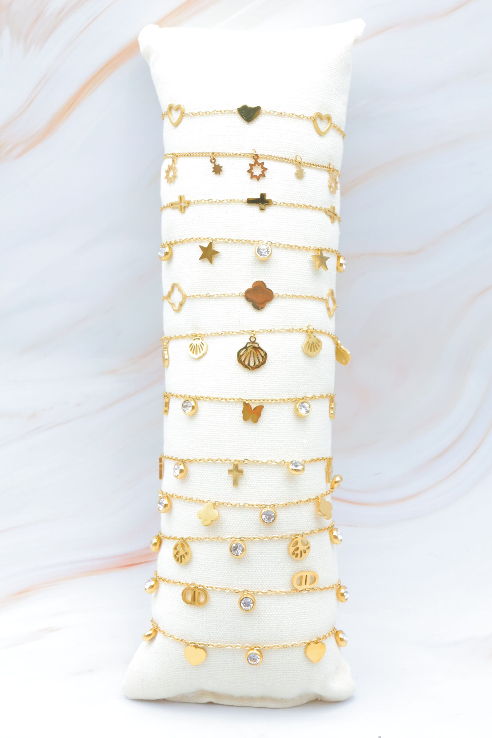 Lot de 12 bracelets en acier inoxydable avec coussin inclus - C-BRACELET-74