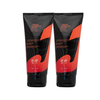 Pack de crème corporelle thermogénique.Effet chaleur, stimule le collagène, pré-entraînement - 2 x 100 ml