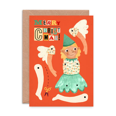 Christmas Fairy Split Pin Puppet Cartolina di Natale A5