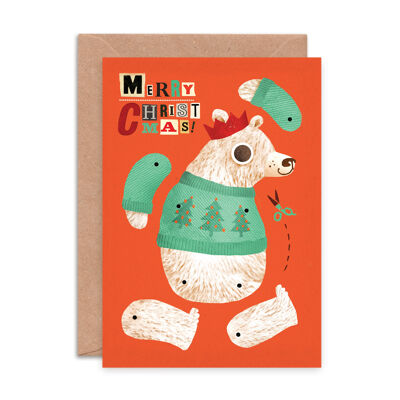 Tarjeta de Navidad A5 con marioneta de oso polar