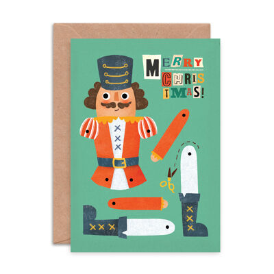 Cascanueces Split Pin Marioneta A5 Tarjeta de Navidad