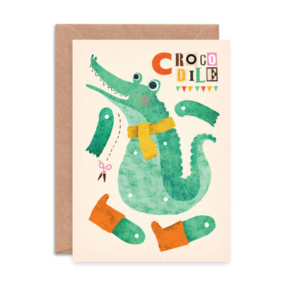 Crocodile Split Pin Puppet A5 Carte de vœux