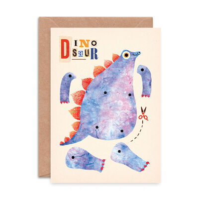 Biglietto d'auguri A5 per pupazzi con coppiglia di dinosauri