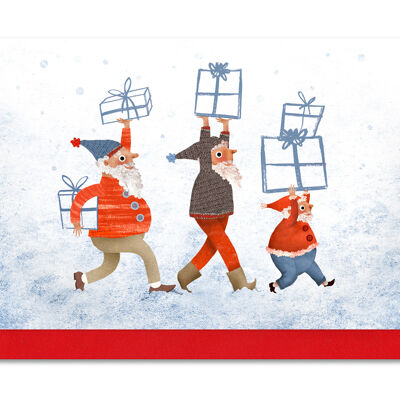 Biglietto di auguri singolo elfi di Natale