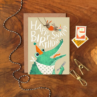Tarjeta de felicitación Snappy Birthday Crocodile Single