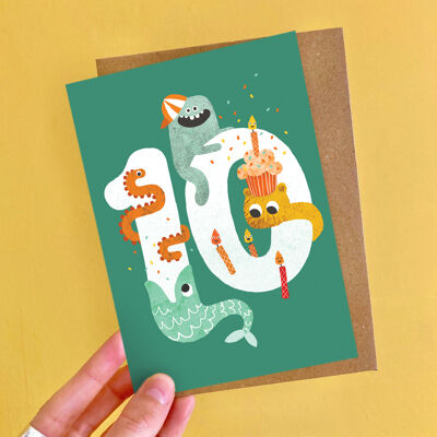 Crazy Critters Age Ten Carte de vœux