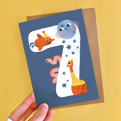 Biglietto d'auguri Crazy Critters Age Seven