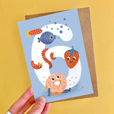 Biglietto d'auguri Crazy Critters Age Six
