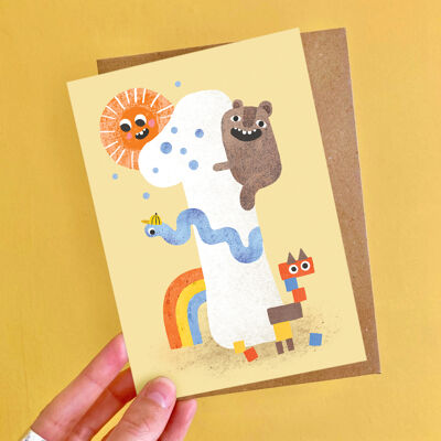 Crazy Critters Age One Tarjetas de felicitación