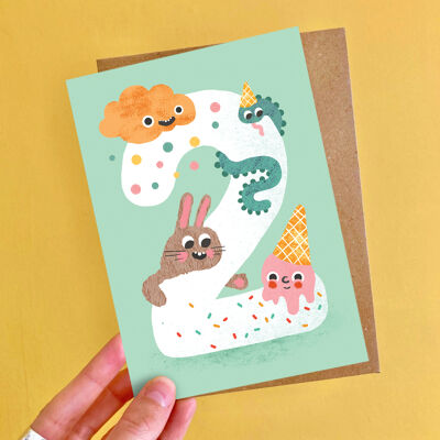 Biglietto d'auguri Crazy Critters Age Two
