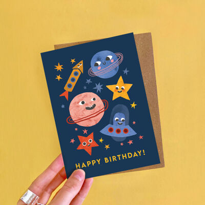 Biglietto d'auguri con facce spaziali
