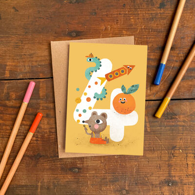 Crazy Critters de quatre ans Carte de vœux