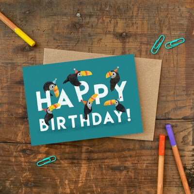 Tarjeta de felicitación Tucanes de cumpleaños individual