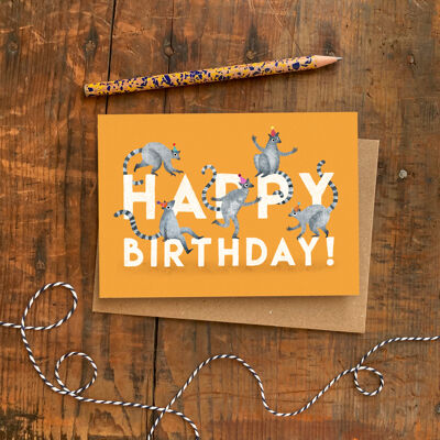 Tarjeta de felicitación Birthday Lemurs Single