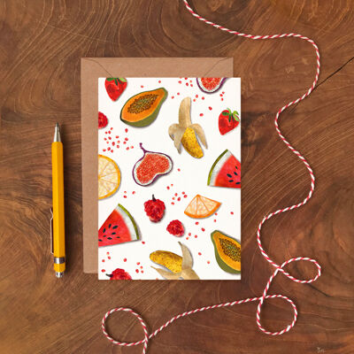 Biglietto di auguri singolo con motivo a frutta