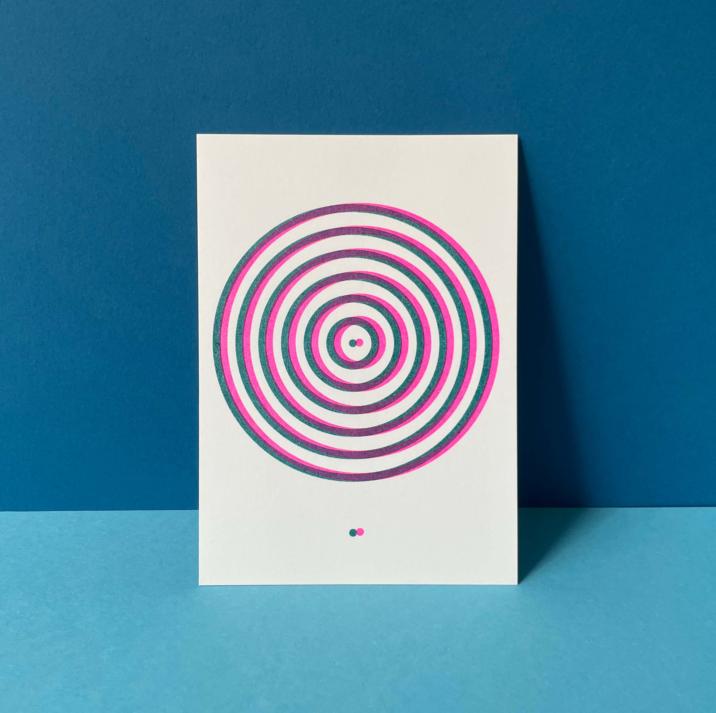 Riso Postcard Blur Pink/Teal, Risography, DIN A6