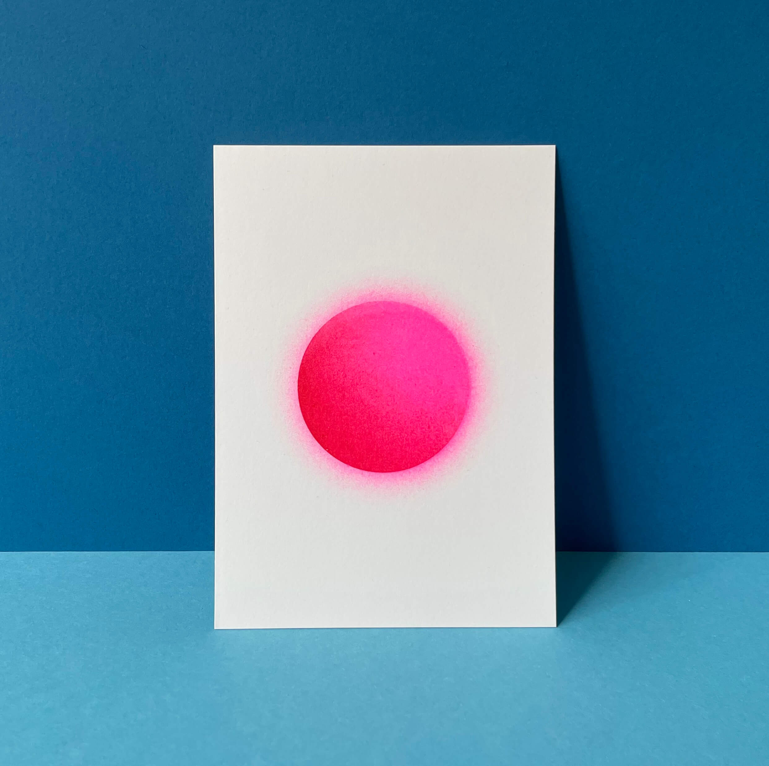 Riso Postcard Fuzzy Pink Planet, Risography, DIN A6
