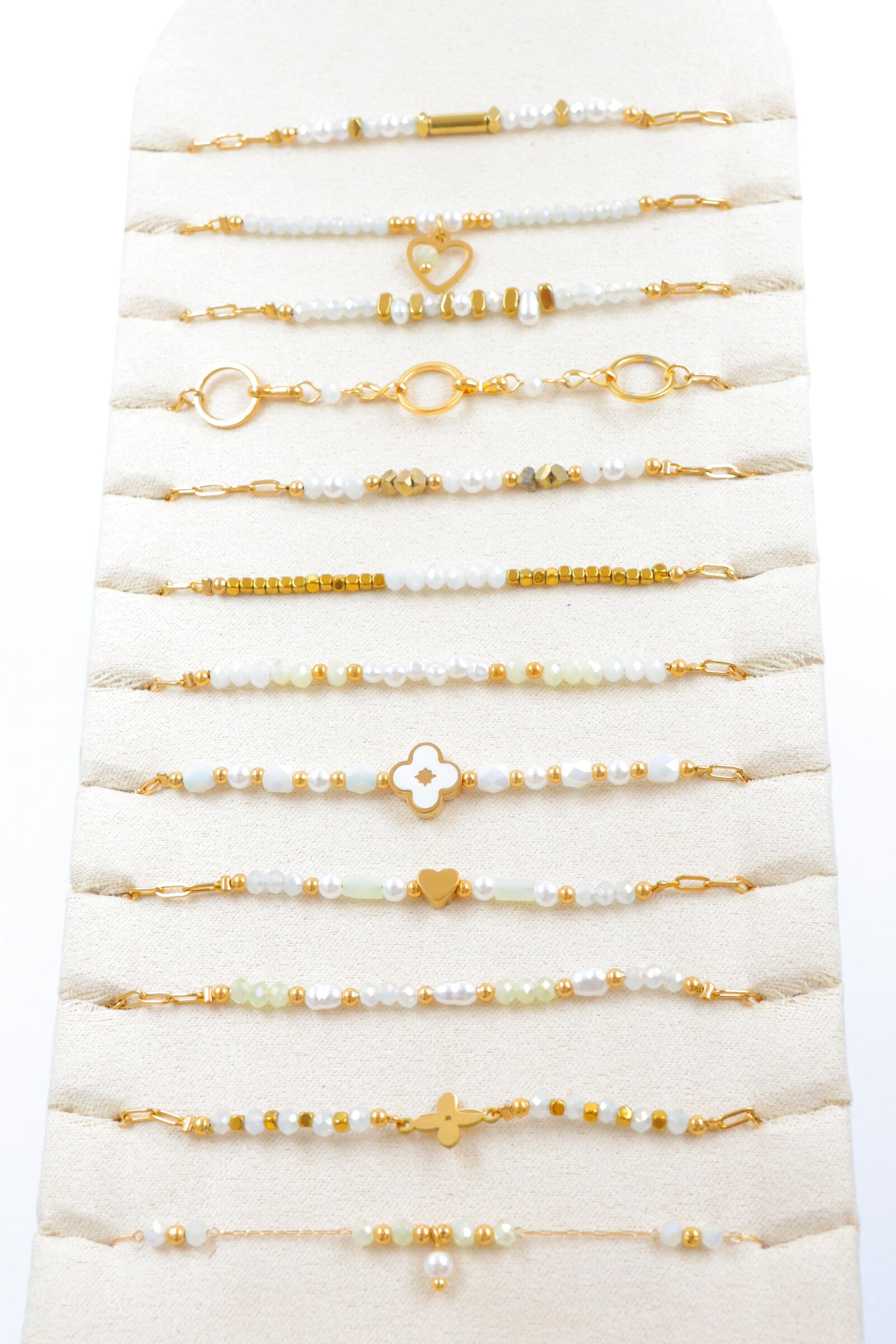 Set mit 12 Edelstahlarmbändern mit Präsentationsständer - PBR02