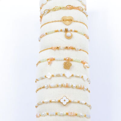 Confezione da 12 bracciali in acciaio inossidabile con cuscinetto - CBR65
