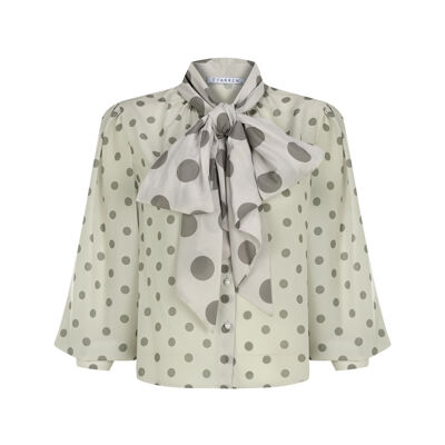 FRN LINE – Camicetta beige con collo annodato e bottoni in madreperla da donna FRN1003