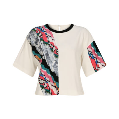FRN LINE – Camicetta nera con pannello asimmetrico plissettato da donna FRN1006