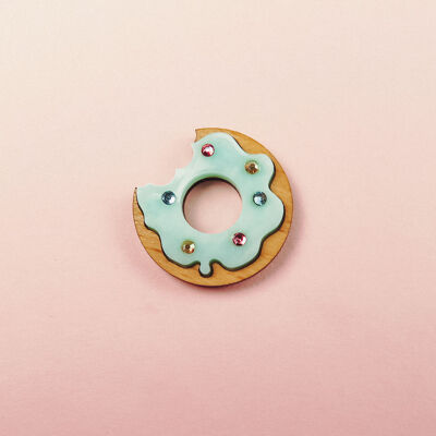 Pin de solapa de donut azul de vidrio acrílico, lindo y pequeño pin para chaqueta