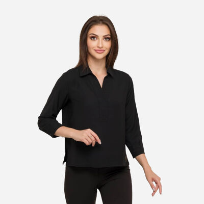 FRN LINE – Blusa negra con mangas 3/4 y cuello alto para mujer FRN1101