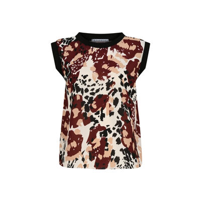 FRN LINE – Camicetta senza maniche con motivo astratto rosso per donna FRN1109