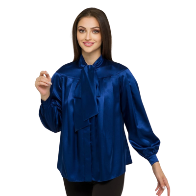 FRN LINE – Navy Satin Blouse for Women
