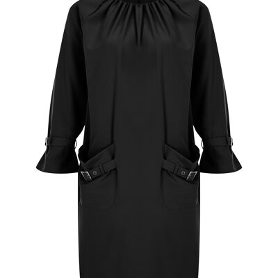 FRN LINE – Black Buckle Detail Mini Dress for Women FRN3003