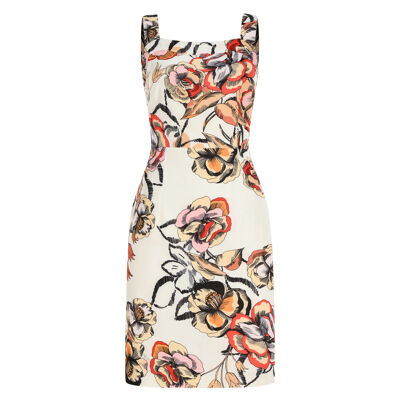 FRN LINE – Mini-robe blanche en coton à motifs floraux pour femme FRN30390