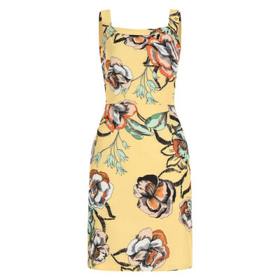 FRN LINE – Mini-robe en coton jaune à motifs floraux pour femme FRN30390