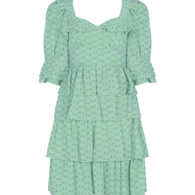 FRN LINE – Mini-robe verte brodée de fleurs pour femme, FRN30391