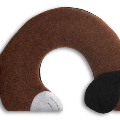 Almohada térmica para cuello y hombros, almohada de cereales con trigo orgánico, perro, marrón oscuro