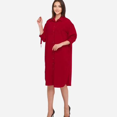 FRN LINE – Robe chemise bordeaux coupe décontractée pour femme