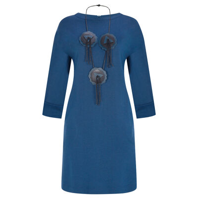 FRN LINE – Abito in maglia blu decorato con applicazioni per donna FRN3105