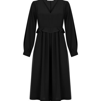 FRN LINE – Abito midi nero con volant