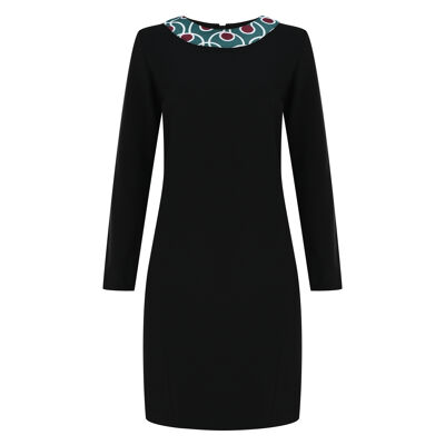FRN LINE – Robe en tricot noir avec col à motifs pour femme FRN3110