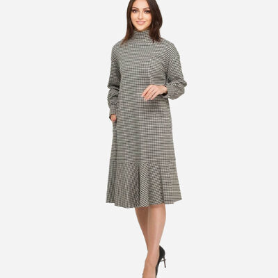 FRN LINE – Robe drapée noire coupe décontractée pour femme