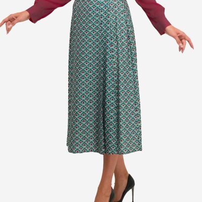 FRN LINE – Gonna con spacchi fantasia verde per donna