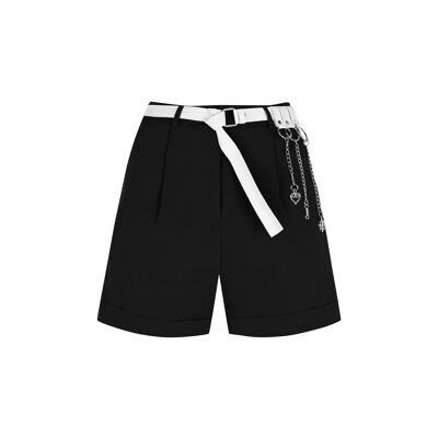 FRN LINE – Short noir avec ceinture chaîne